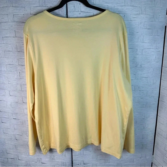 L.L.Bean Long Sleeve Tshirt Solid Yellow 100% Supima Cotton Pullover plus size - Picture 3 of 7